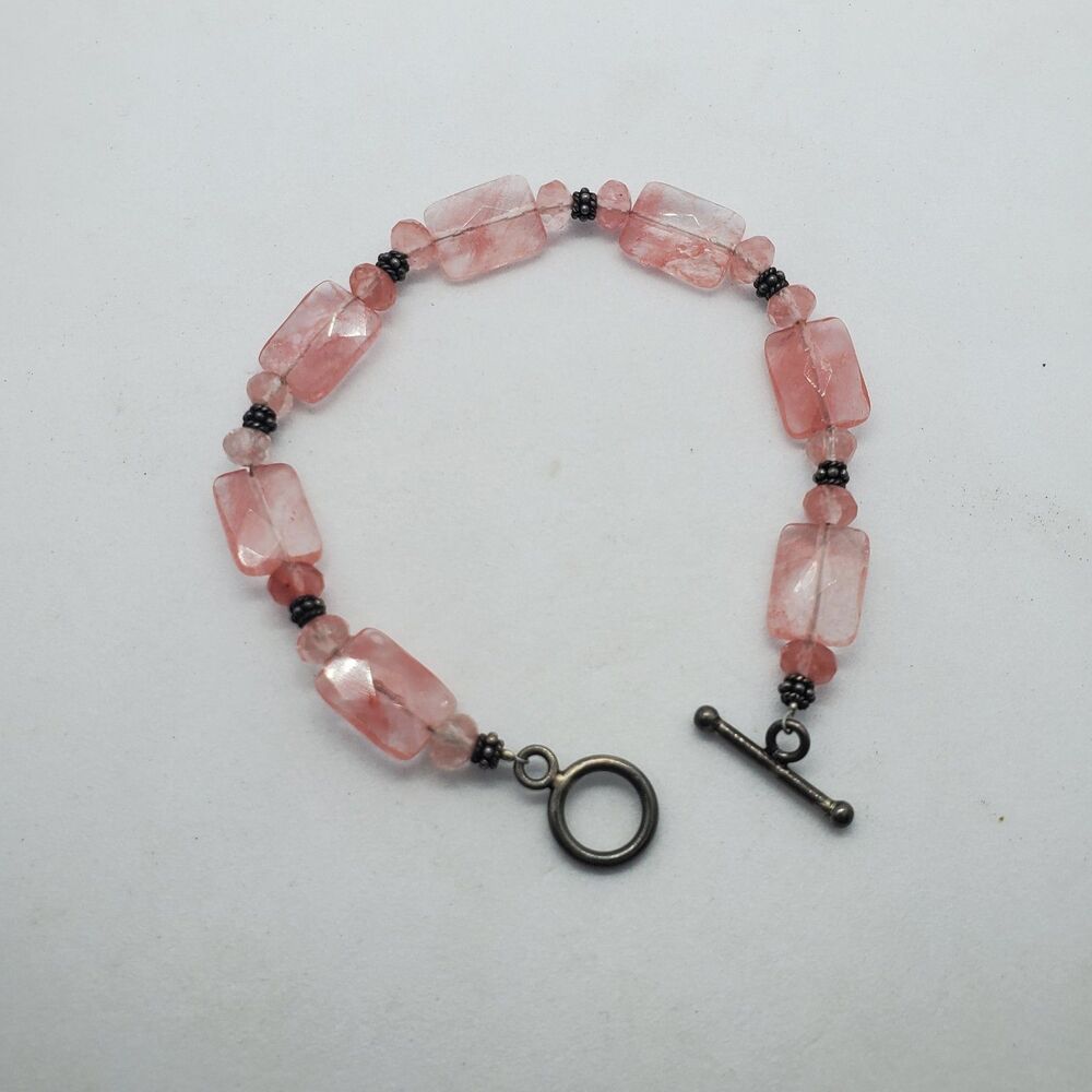 Sterling Silver and Glass Bracelet with Toggle Clasp 8"
